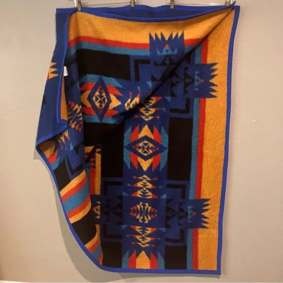 BIEDERLACK Vintage Aztec Southwestern Reversible Blanket 74”X55” Made In USA - Picture 4 of 11